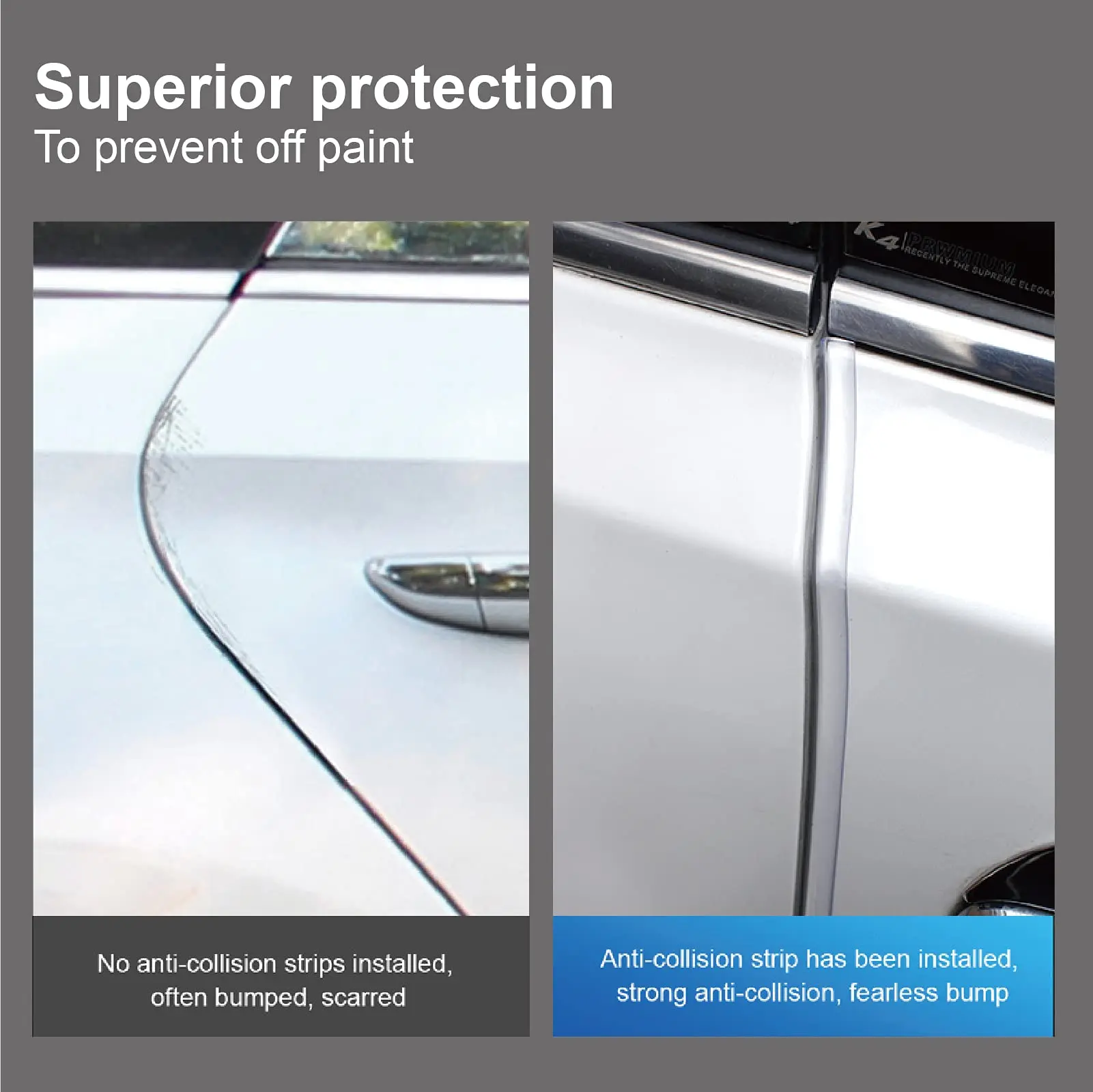 Car Door Edge Guards, 16ft Clear Chrome Universal U Shape Rubber Sealed Door Edge Protection Fit for Most Car