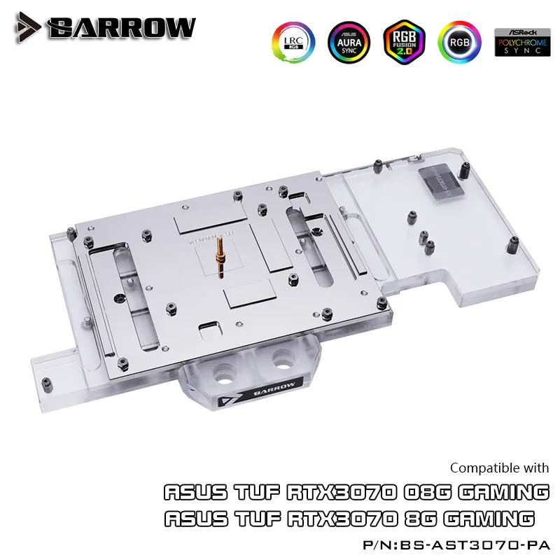 BARROW full coverage Water Block use for ASUS TUF RTX3070 O8G GAMING GPU Card Support Original Backplate 5V Header A-RGB Aurora