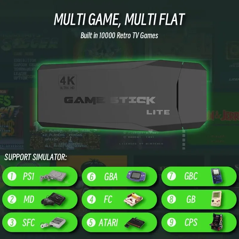 듀얼 무선 컨트롤러 비디오 게임 스틱, M8 콘솔, 2.4G, 4K 10000 게임, 64GB 레트로 게임, 직송 크리스마스 선물