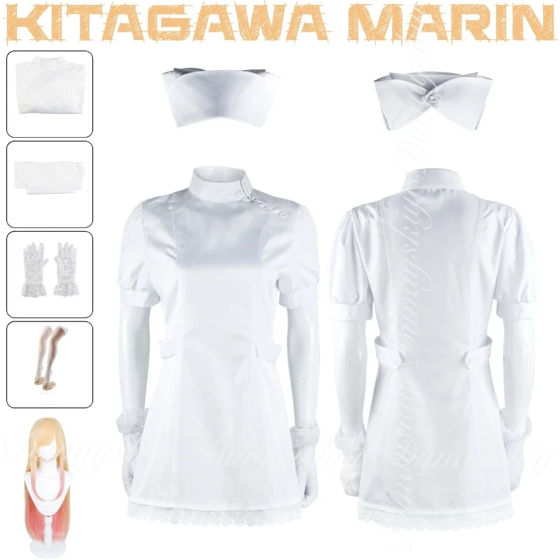 

My dress up darling Anime Kitagawa Marin Cosplay With Colorful Wig And The White Nurse Uniform Cosplay Costume Anime Full Of Set