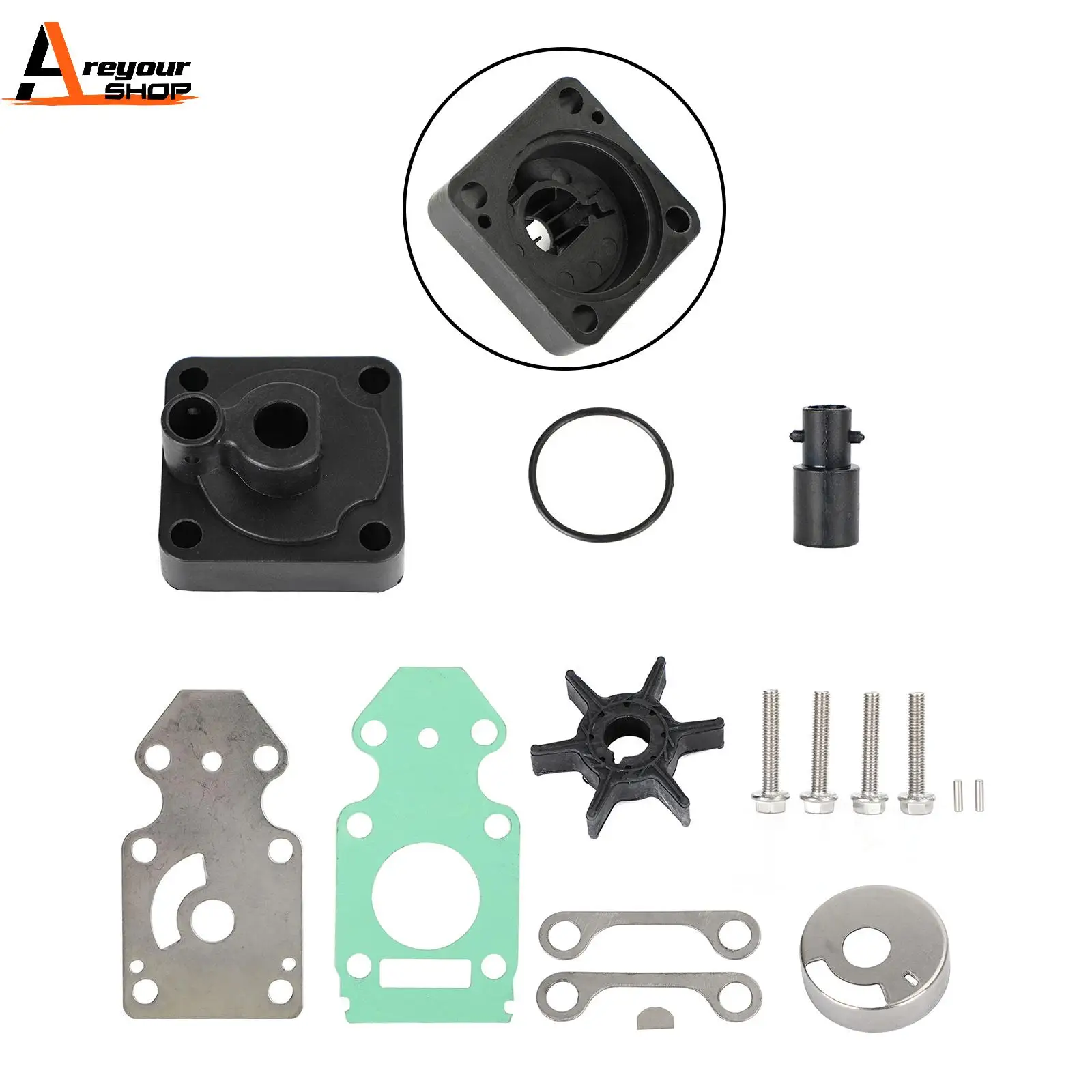 Areyourshop Water Pump Rebuild Kit fit for Yamaha w Housing 63V-W0078-02-00 9.9 15HP Boat Accessories Parts