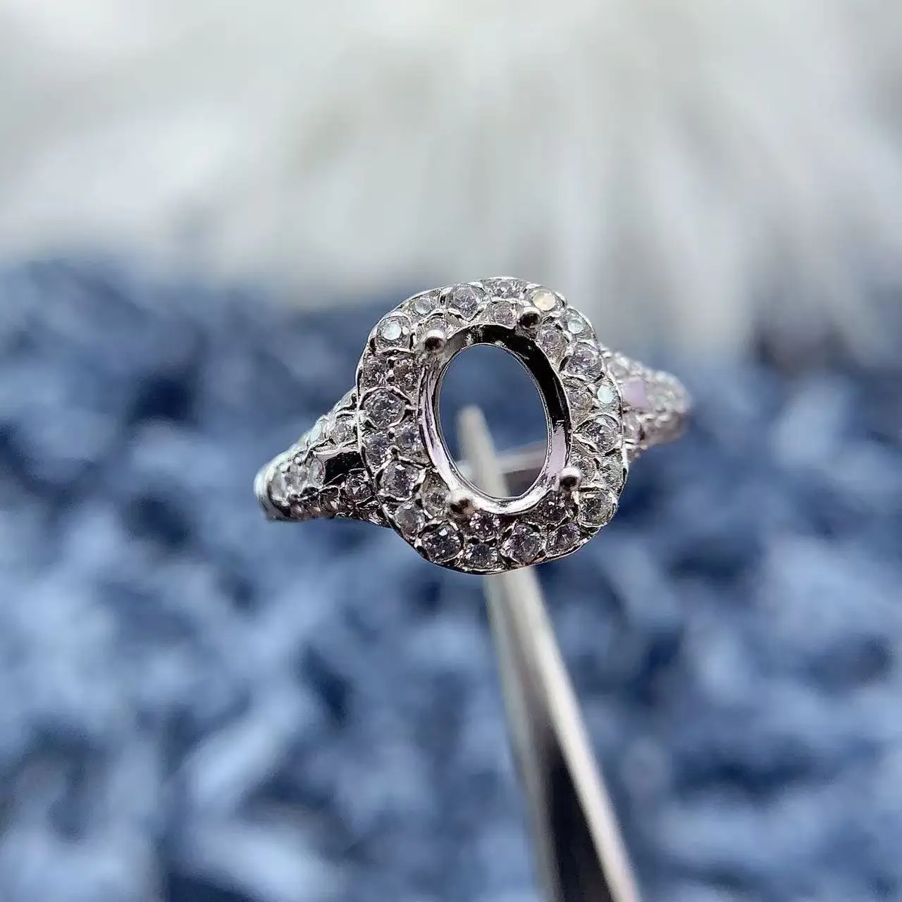 

MeiBaPJ Inlay Oval 6*8mm Stone Womans Open Rings Setting DIY Gift Real S925 Pure Silver Original Charm Deluxe Jewelry Wholesaler