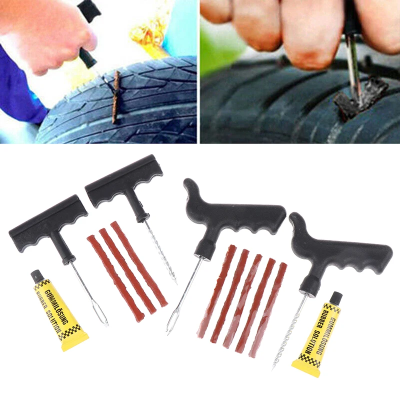 6/8PCS Tubeless Tyre Puncture Plug Patch Strip Glue Car Bike Truck Motorcycle Tire Repair Kit Studding Tool Set