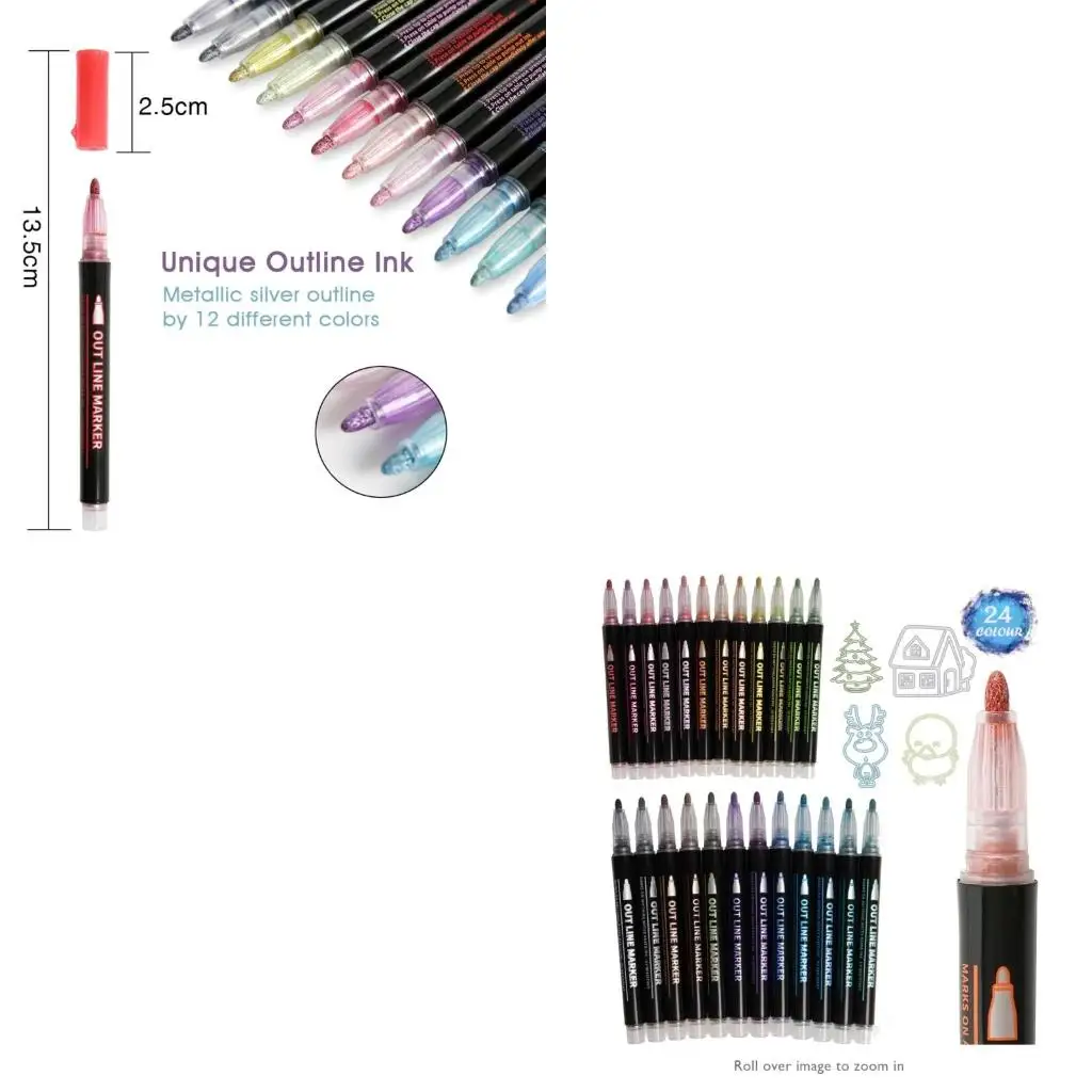 

Double Line Outline Pens 12/24 Colors Glitter Markers for Kid Adult DIY Graffiti Painting Art Card Making