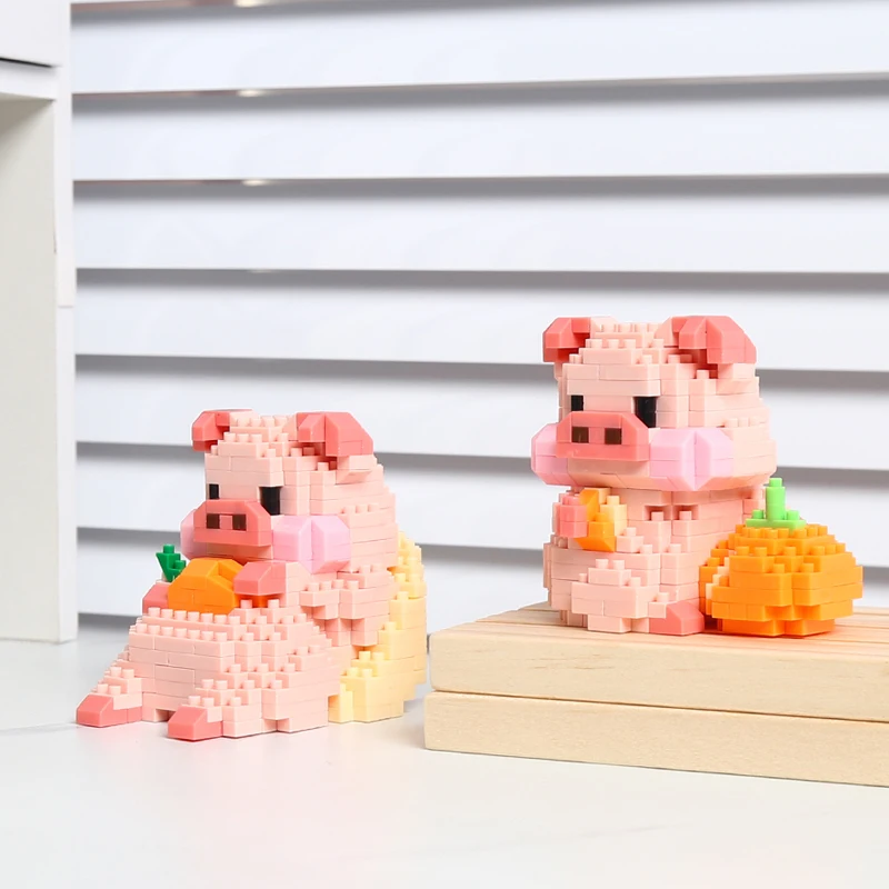 Mini Cute Pig Micro Building Blocks 3d Diamond Model Animals Bricks Diy City Construction Toys For Children Kids Gift