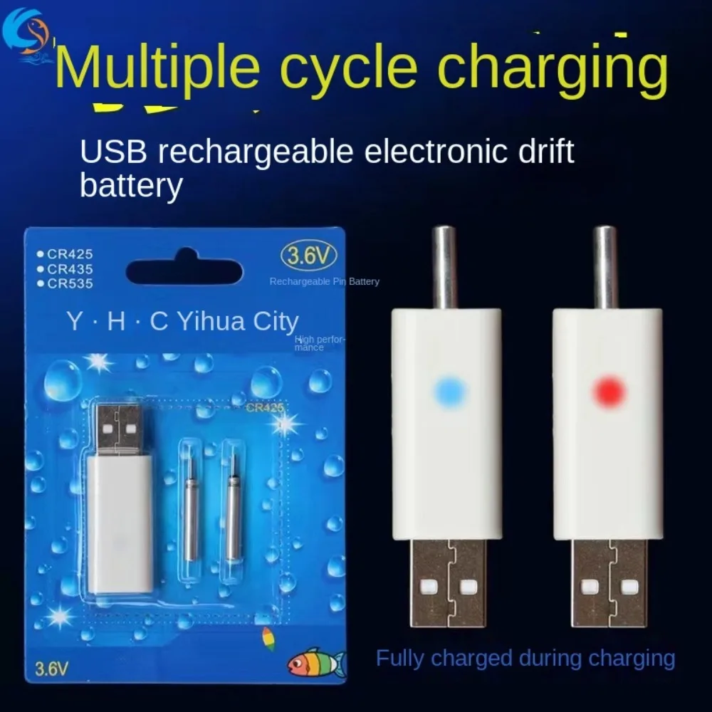 1Set USB Battery Charger Fishing Float Battery Recharge CR425 CR322 Electronic Floats Batteries Luminous Bobber Fishing Tackle