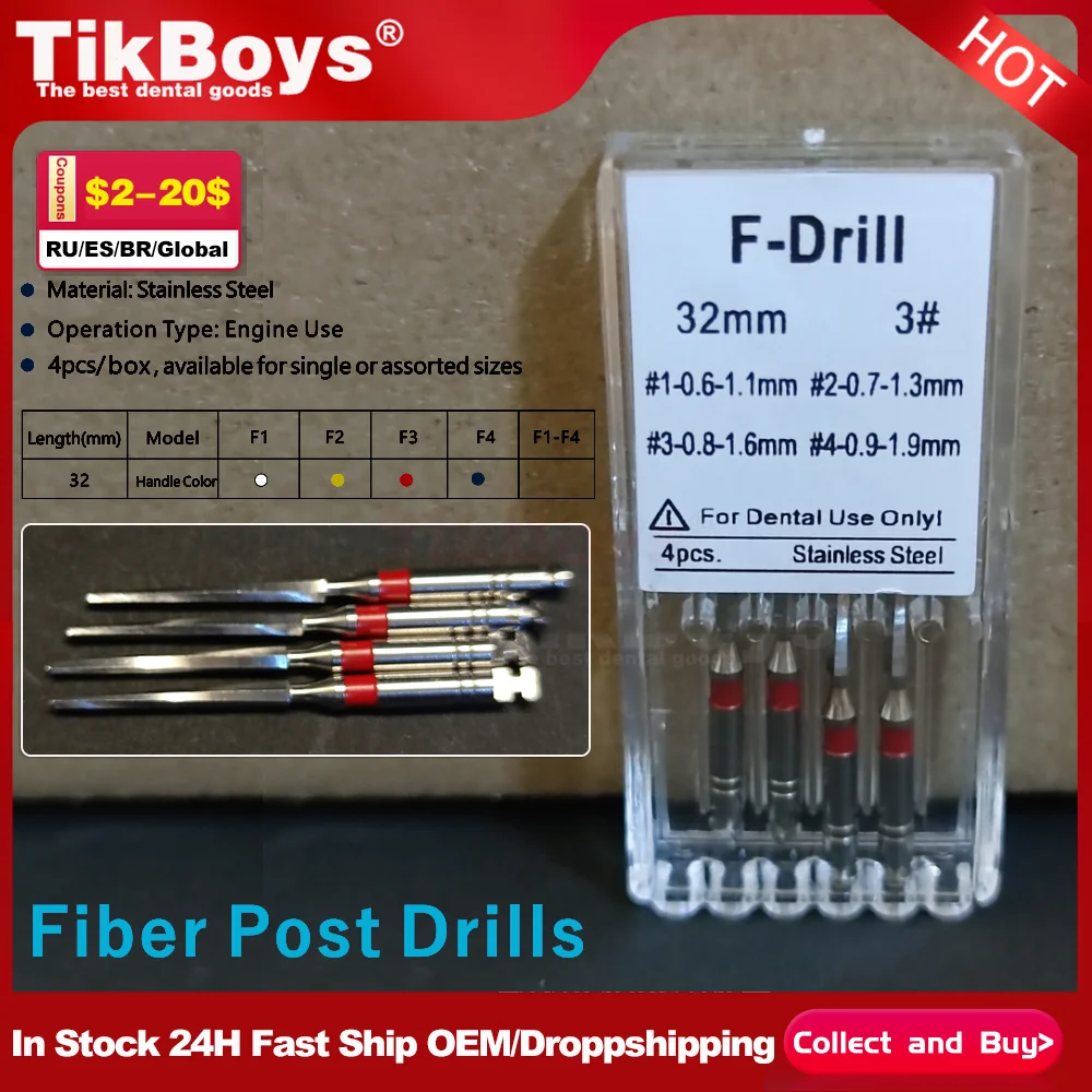 

Сверла F 32 мм, стоматологические волокна, стоматологические инструменты, сверла для открытия корневых каналов для имплантатов, Peeso из нержавеющей стали, 4 шт./кор.