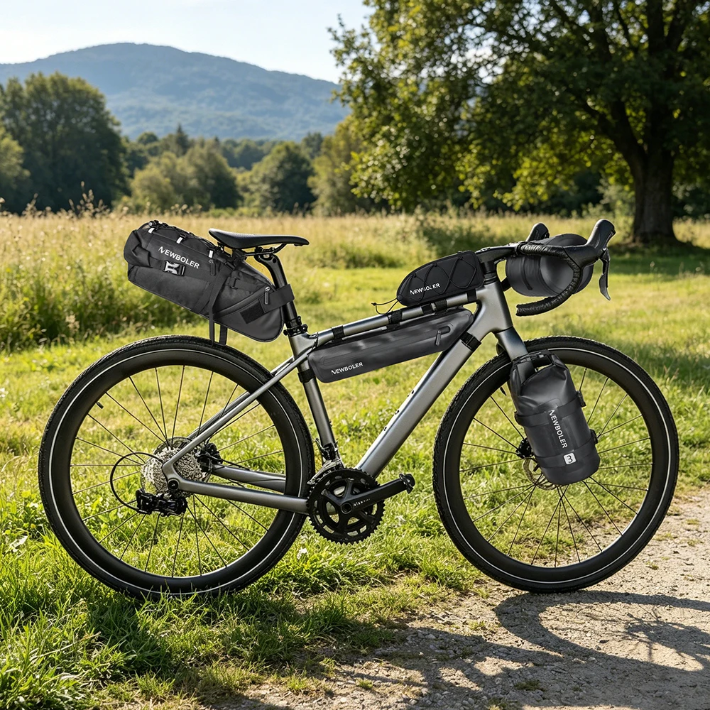 NEWBOLER Fahrradtasche Wasserdichte Reflektierende Vordere Oberrohr-Tasche Fahrradtasche mit Großer Kapazität MTB Rennrad Zubehör – Detail 11