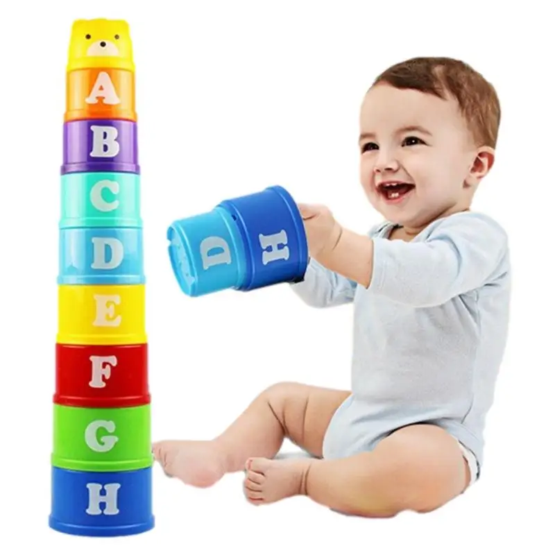 

Color Stacking Cups 9pcs Colorful Toddler Nesting Stack Cups With Shape Sorter And Stackable Blocks Montessori Toys