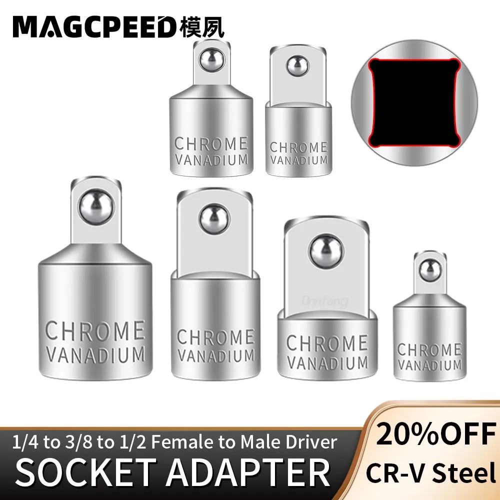 1/2 3/8 1/4inch Socket Adapter Drive Head Ratchet Wrench Chrome Vanadium Steel for Car Bicycle Garage Home Repair Tools