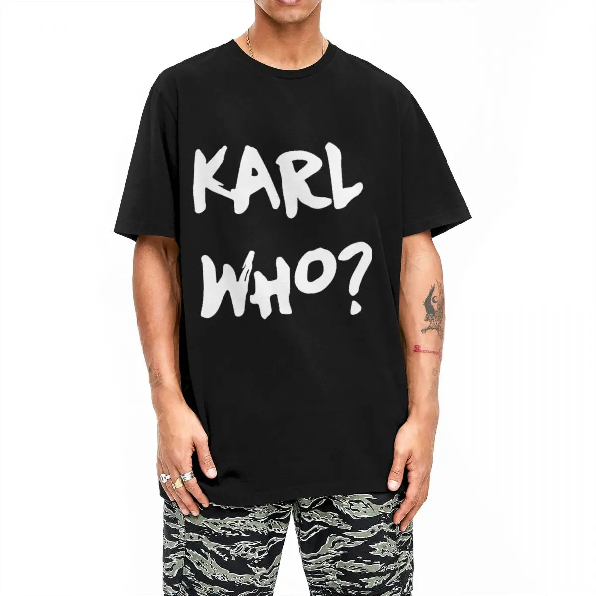 Vintage Karl Who Slogan T-Shirt Men\'s Cotton Short Sleeve Who Swag Round Neck Summer Tops Shirts