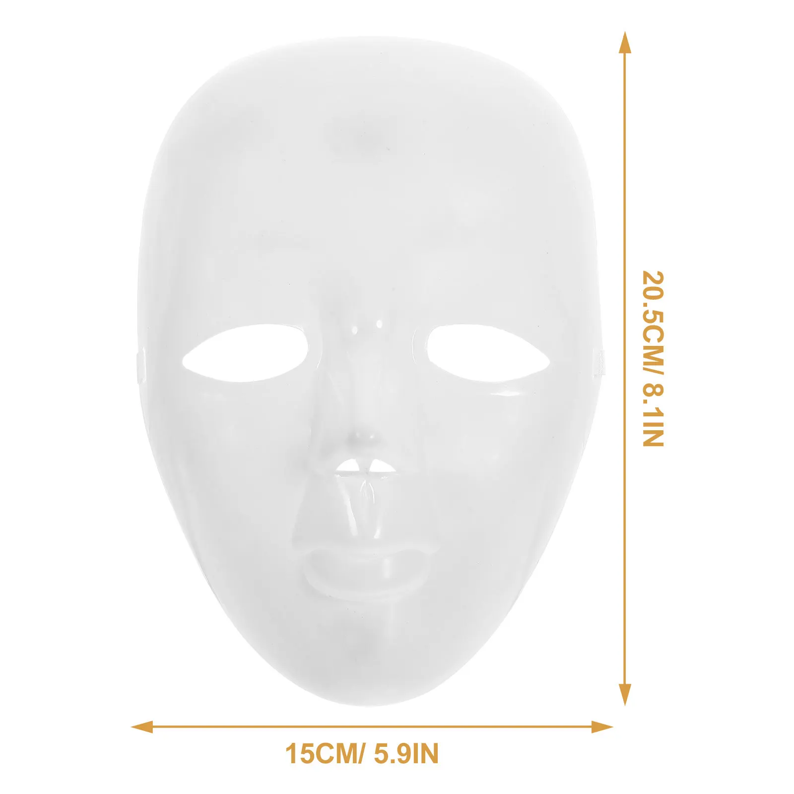 Weiße Blanko-Maske aus Kunststoff für DIY-Projekte, Unbemalte Vollgesichtsmaske für Cosplay und Maskerade-Requisiten – Detail 6