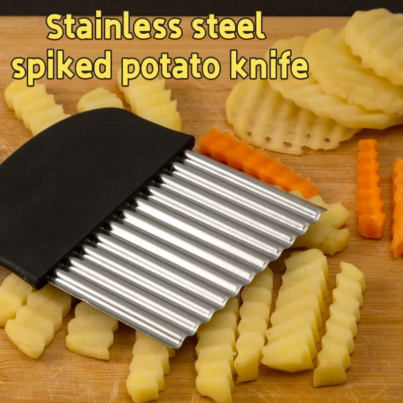 Stainless Steel Wavy Potato Cutter Crinkle Slicer Handheld Vegetable Chopper For Potato Carrot Cucumber Kitchen Cutting Gadget
