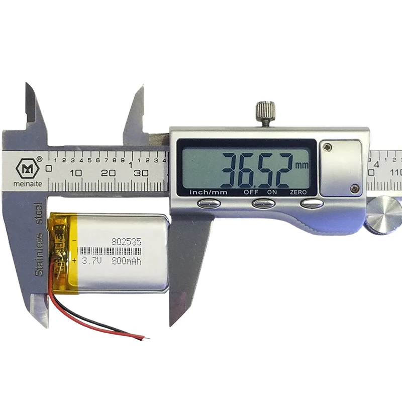 802535 800mAh 3.7V Li-ion Battery High-Performance Rechargeable Cell for Portable Mini Electronics and LED Devices