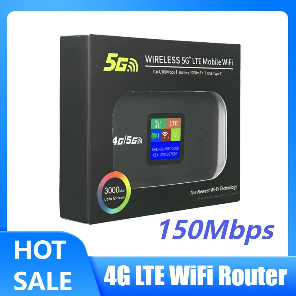 

4G Lte Router Mobile WIFI Router 150Mbps Portable Pocket MiFi Modem Outdoor Hotspot with Sim Card Slot Wireless Wifi Hotspot