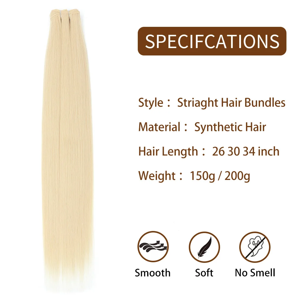 36 Zoll 200 g glattes Haarbündel 26 Zoll 150 g Bio-Synthetik-Klavierblond-Braun # 613 M618 Hochtemperaturfaser-Haarweberei