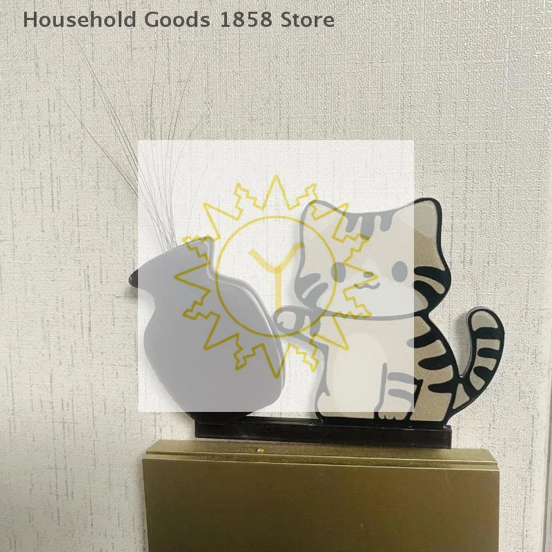 Cat Pushing Vase Refrigerator Magnets Home Decor Fridge Magnet Cat Whisker Collection Memorial Box Home Office Decor For Gift