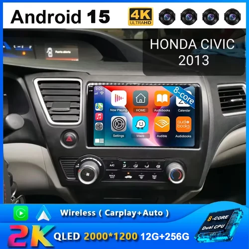 DSP Android 15 Radio de coche para Honda Civic 9 2013 - 2016 EDICIÓN DE EE. UU. AI reproductor de vídeo Multimedia de voz navegación GPS No 2din DVD