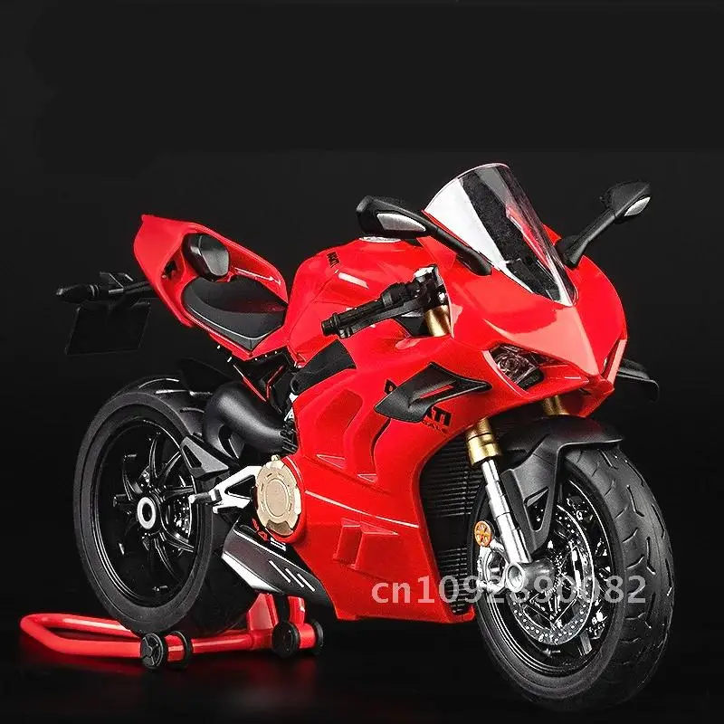大サイズ 1/9 ドゥカティスパニガーレ V4S 合金レーシングバイク金属街路灯シミュレーションモデル子供ギフトダイキャストオートバイ
