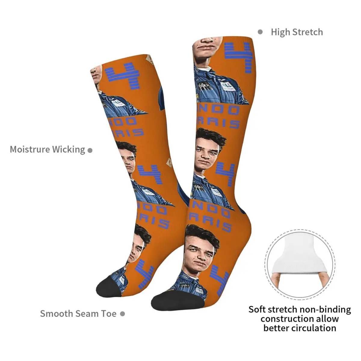 "Lando Norris - LN4" - من P FashionArt Socks Harajuku جوارب طويلة لجميع المواسم إكسسوارات هدايا الرجل والمرأة