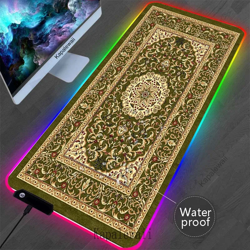 

RGB Persian Carpet Mousepad Waterproof Gamer Mouse Pad Gaming Desk Mat Alfombrillas de ratón Mouse Mat Keyboard Pads 100x50cm