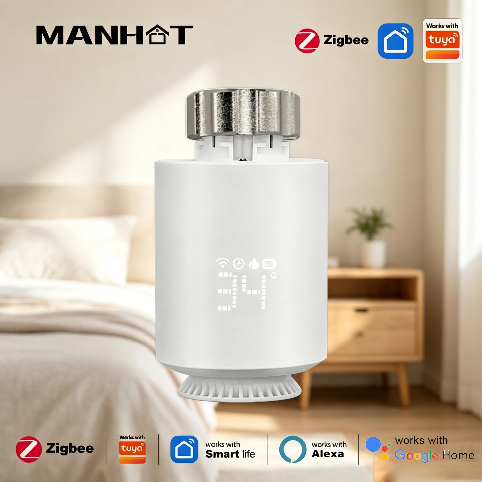 Smart Life Zigbee3.0 Thermostat Radiator Actuator Valve Head Smart Programmable Temperature Controller Work Alexa Google Home