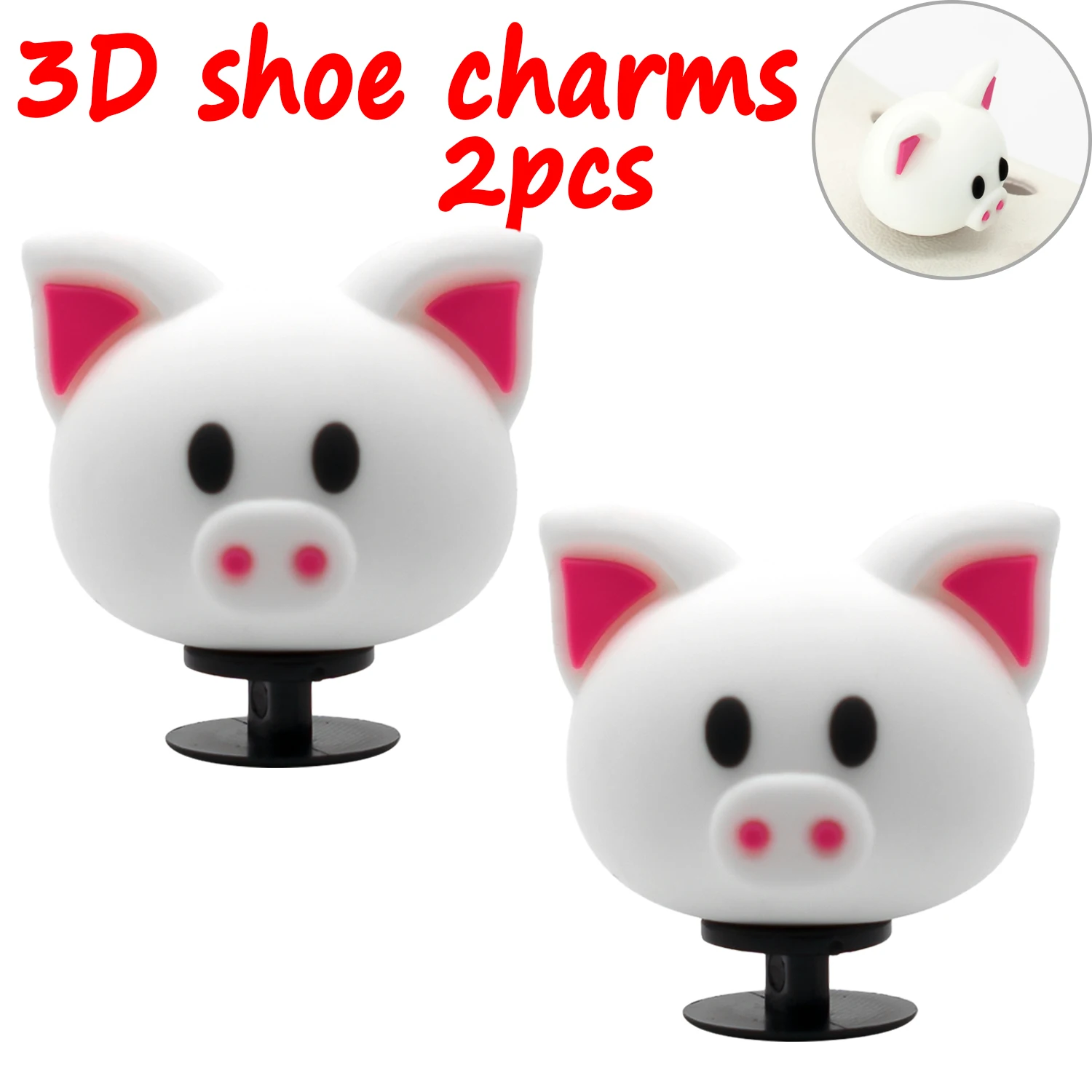 2 Stück 3D niedliche Tier-Schuhanhänger, Ente, Biene, Dinosaurier, Hund, Schuhdekorationen, Panda, Kuh, Anstecknadeln für Mädchen, Jungen, Kinder, Geschenke, Clog-Schnalle – Detail 28