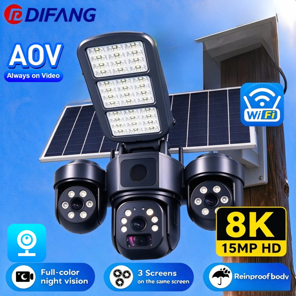 Solar Lighting WIFI Solar Camera 3 Screen 10X Optical Zoom Outdoor 4G Sim Card Security Cameras  CCTV V380