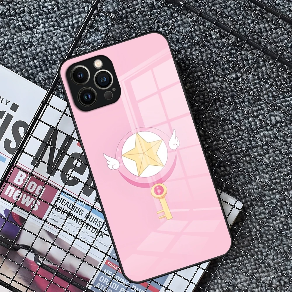 Чехол для телефона CardCaptor Sakura Anime для iPhone 15 14 Pro 11 13 12 Mini XS XR Max 8 7 6 Plus SE 2020, стеклянный дизайнерский чехол