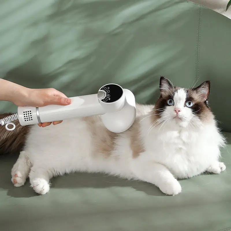 2-in-1 Intelligent Pet Hair Dryer Comb One-Button Low Noise With Adjustable Temperature for Cat and Dog Grooming