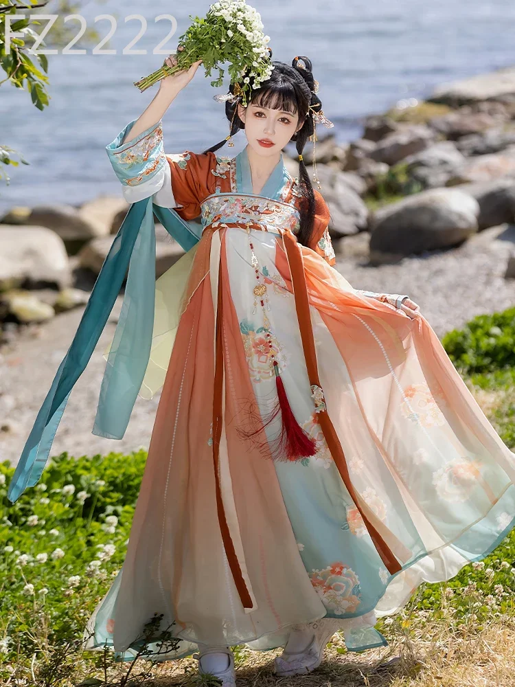 Hanfu women's 2024 new adult Tang-made restored chest-length eight-broken skirt ancient clothing