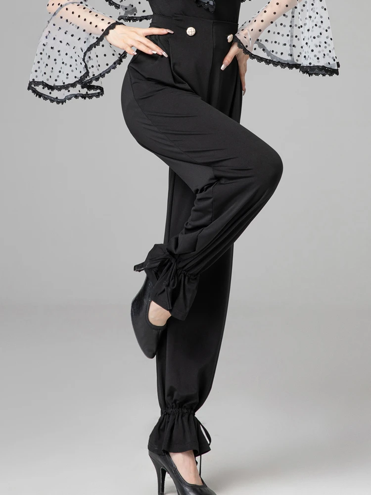 

X2164 Lady Latin Dance Pants Women's New Modern Dance Waltz Ballroom Dance Pants High Waist Leggings Trousers