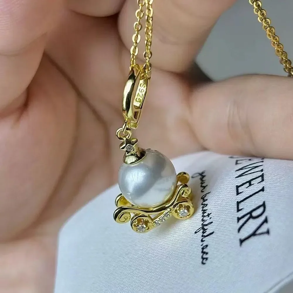 925 Stamped Alloy Gold Plating Pearl Pendant Setting DIY Jewelry Findings, Craft Supplies for Handmade Pendant Accessory