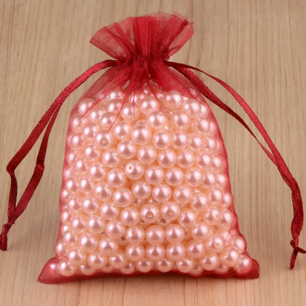 100 stücke 24 Farben Schmuck verpackung Tasche 5*7 7*9 9*12 10*15cm Organza Taschen Geschenk Aufbewahrung Hochzeit Kordel zug Beutel Großhandel