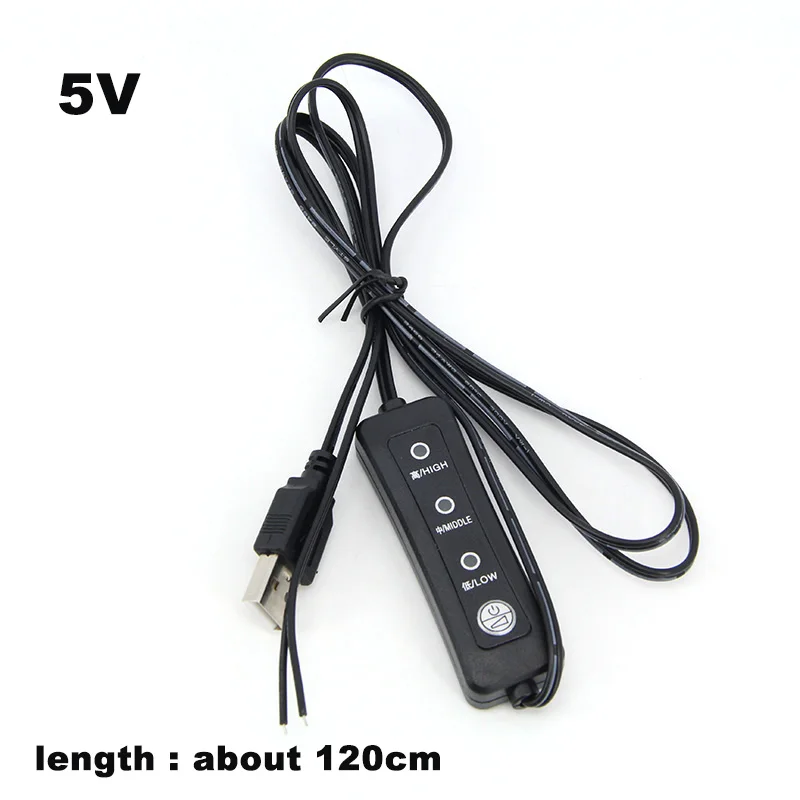 USB 수 전원 커넥터 케이블, 조정 스위치 단추 속도 수리 케이블, DC 냉각 선풍기 L1 용 와이어 코드, 2 핀, 1.2m, 5V