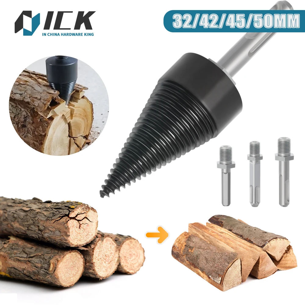 Wood Splitter Screw Cones Bit Broca de Divisão de Lenha Broca Redonda Quadrada Usado para Martelo Elétrico ou Broca Ick