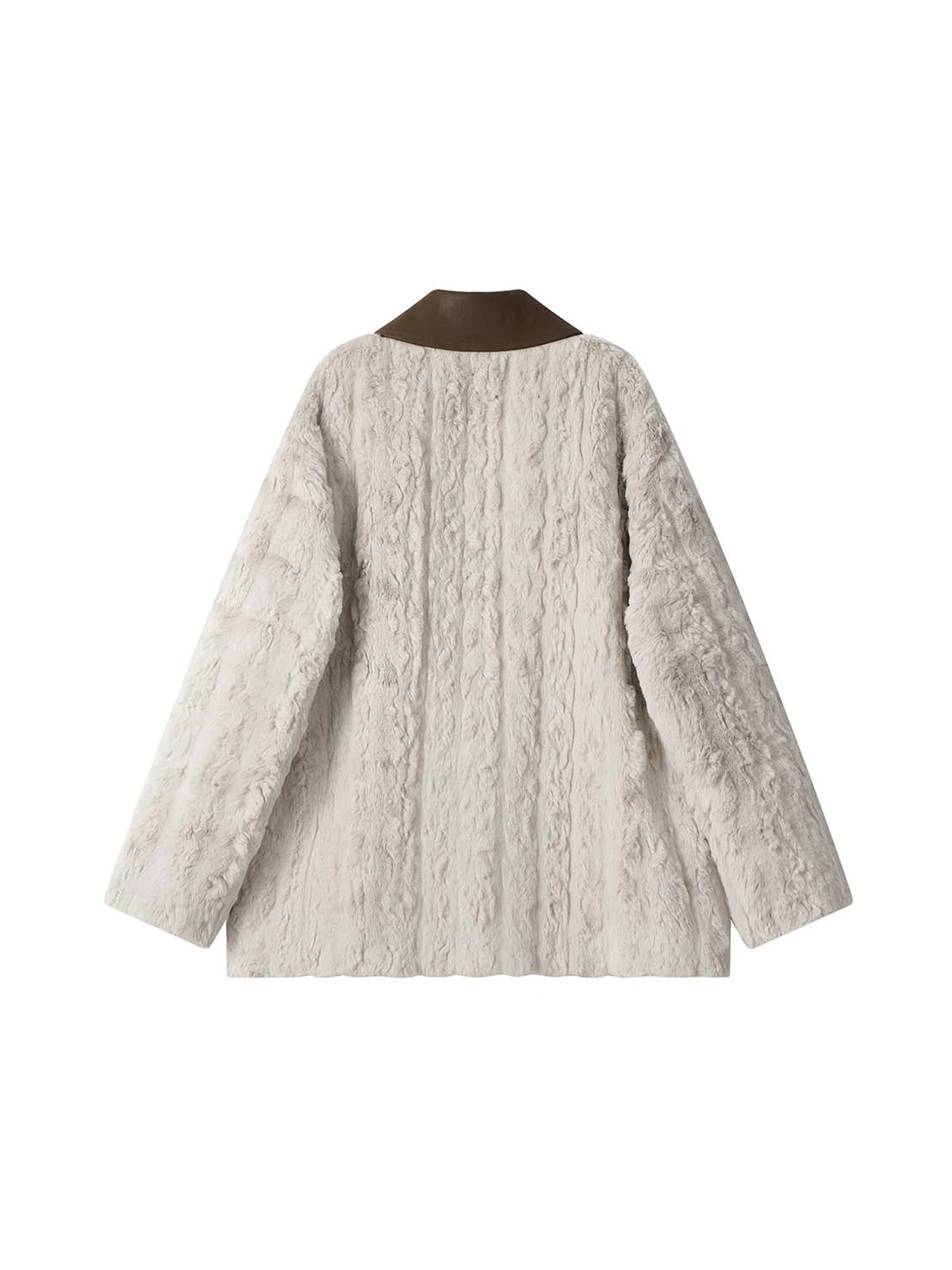 Women Light Grey Fur Jacket Vintage Harajuku 2000s Warm Thicke Teddy Coat Long Sleeve Lamb Wool Jacket Outerwear Clothes Autumn