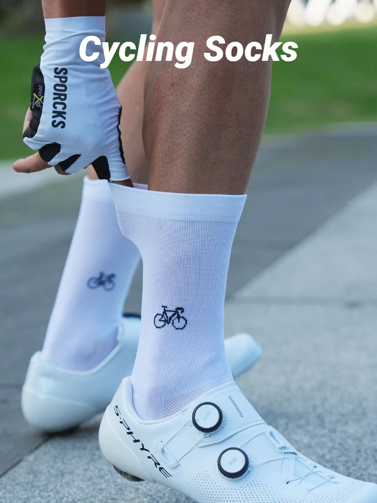 Bicycle Pattern Cycling Socks Spring And Summer Men's Women's Road Sports Trendy Breathable High Elasticity Wear-Resistant
