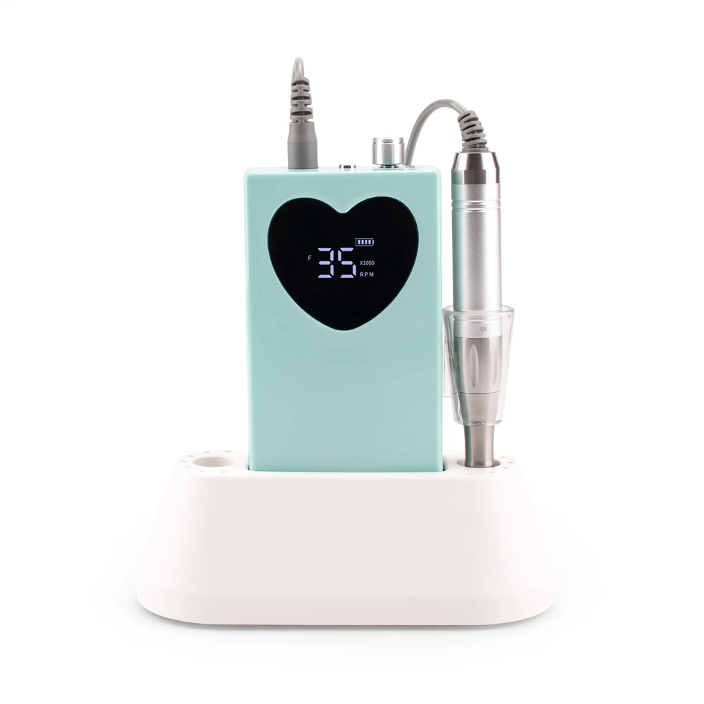 Heart Shape Nail Drill Professional Manicure Machine 35000RPM Portable Wireless Rechargeable Desktop E File