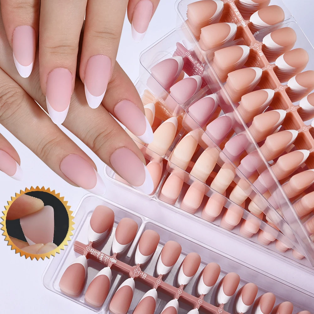 

150 Tips French Tip Press on Nails French Frosted Tip False Nails Manicure Full Cover Artificial Pink White Fake Nails Tips Sets