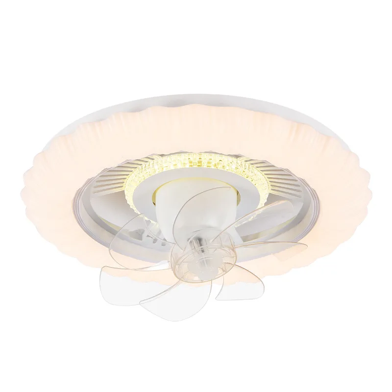 

Bedroom fan ceiling light cream wind Nordic children's room light intelligent silent shaking head fan light
