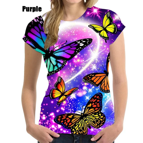 Newest Fashion Butterfly Girl Women Casual Funny 3D Printed T Shirt Streetwear Harajuku Blouse