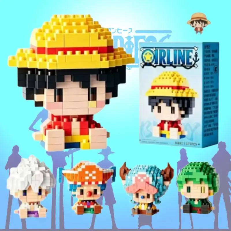 ONE PIECE Sun God Nika Luffy Micro Building Block Chopper Ace Buggy -3D Anime Model Assembly Mini Bricks Figure Toys For Gift