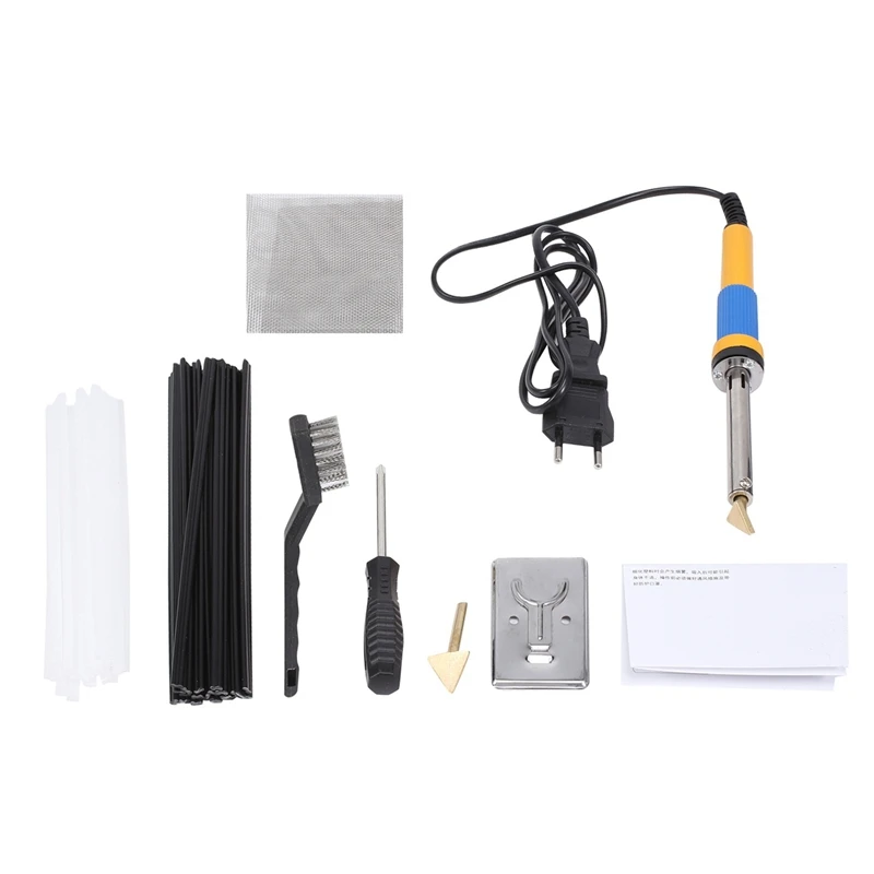 

Metal Car Soldering Kit Plastic Welding Kit With 40 Rods Reinforcing Mesh Hot Iron Stand PP Bumper EU Plug