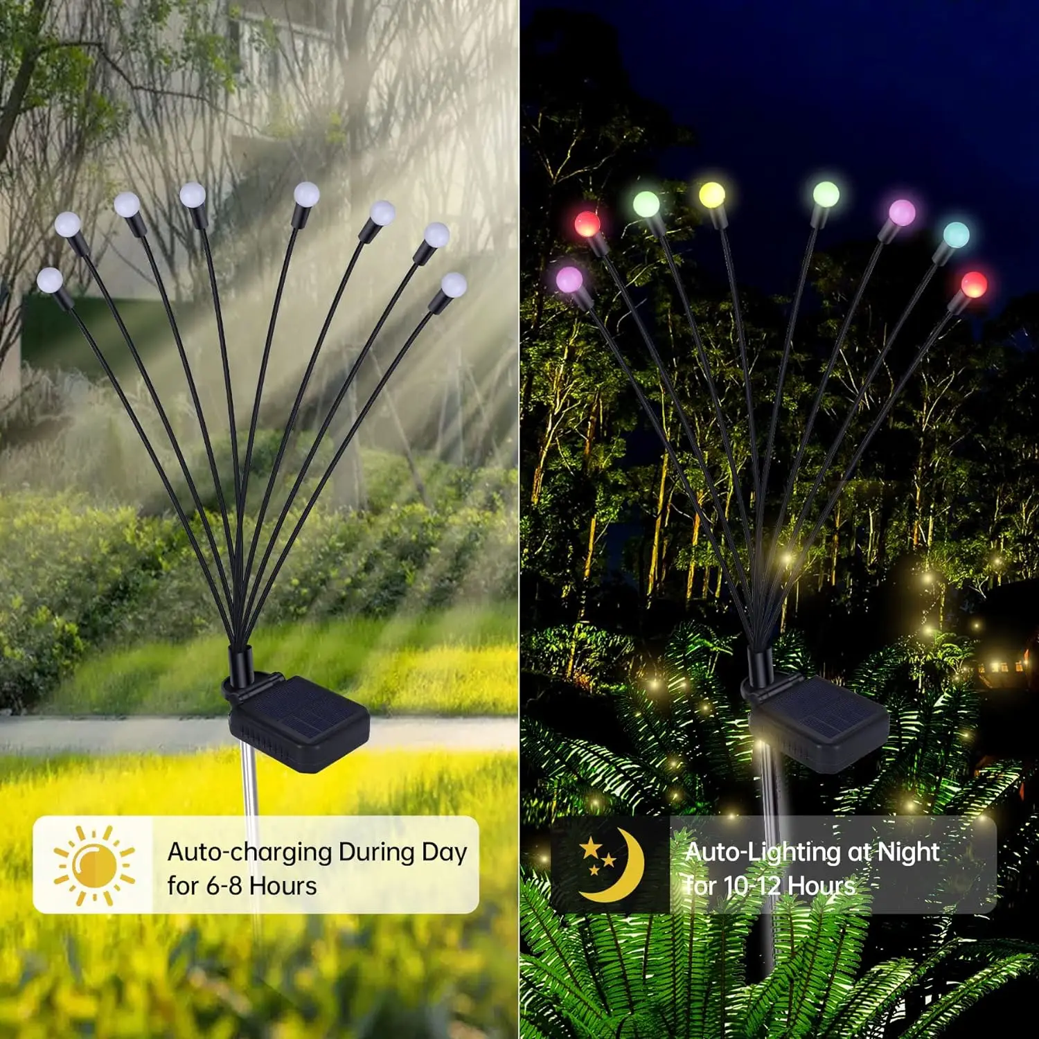 LED Solar Powered Garden Lights, Firefly Lights, Luz solar impermeável ao ar livre, Luzes de paisagem para decoração do pátio