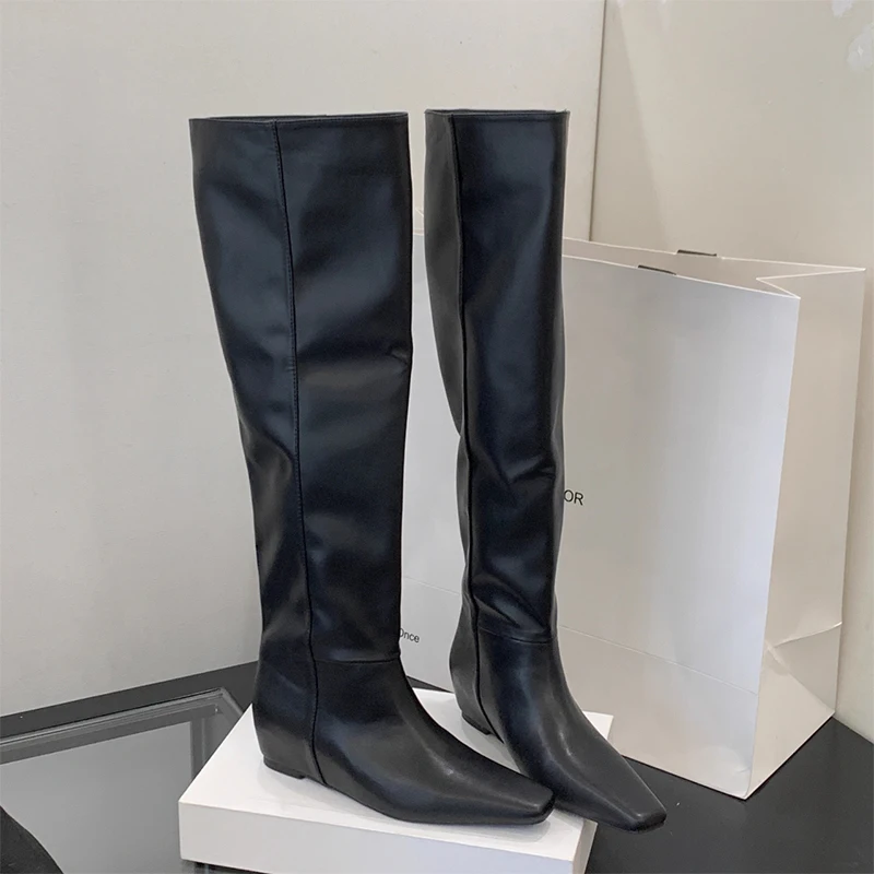 

Long Boots for Women Flats Fashion Dress Suede Shoes New Knee High Chelsea Boots 2025 Designer Woman Winter Boots Femme Zapatos