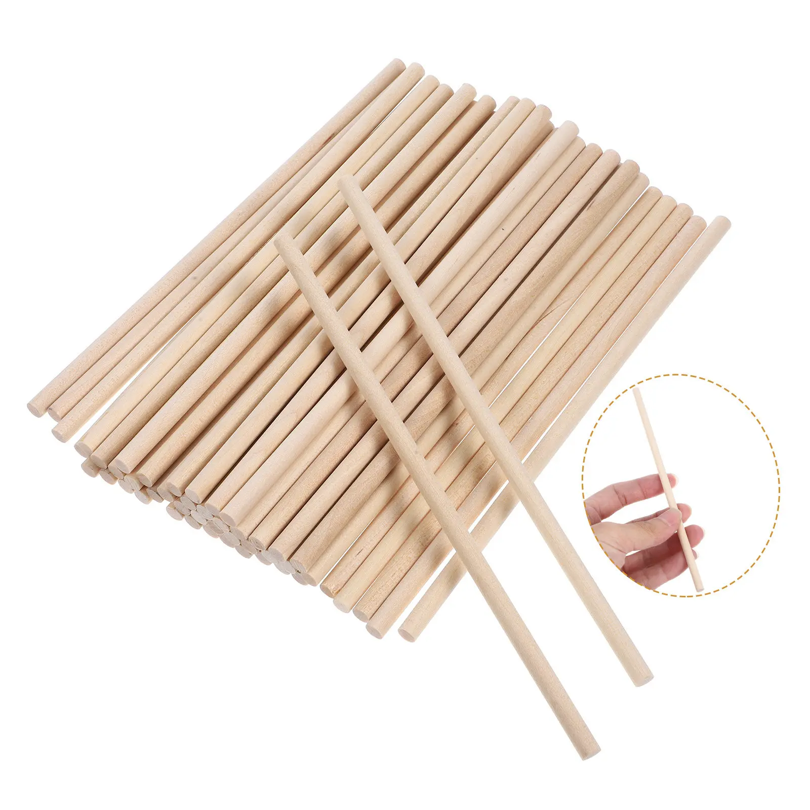 

50Pcs Wooden Dowel Rod Unfinished Natural Wood Craft Sticks DIY Macrame Craft Rods for Creative Projects Wooden Dowel Rods