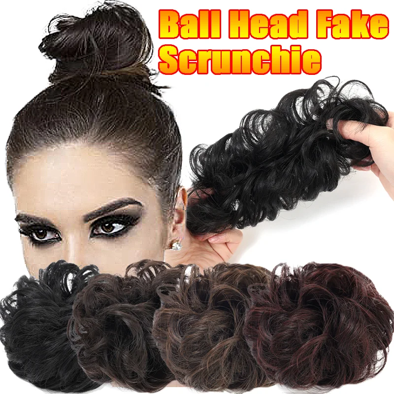 Ball Head Fake Scrunchie Wig Hair Loop lady Updo Headwear Simulate Hair Party Wedding Modelling Hair Ring Holder Girl Scrunchies