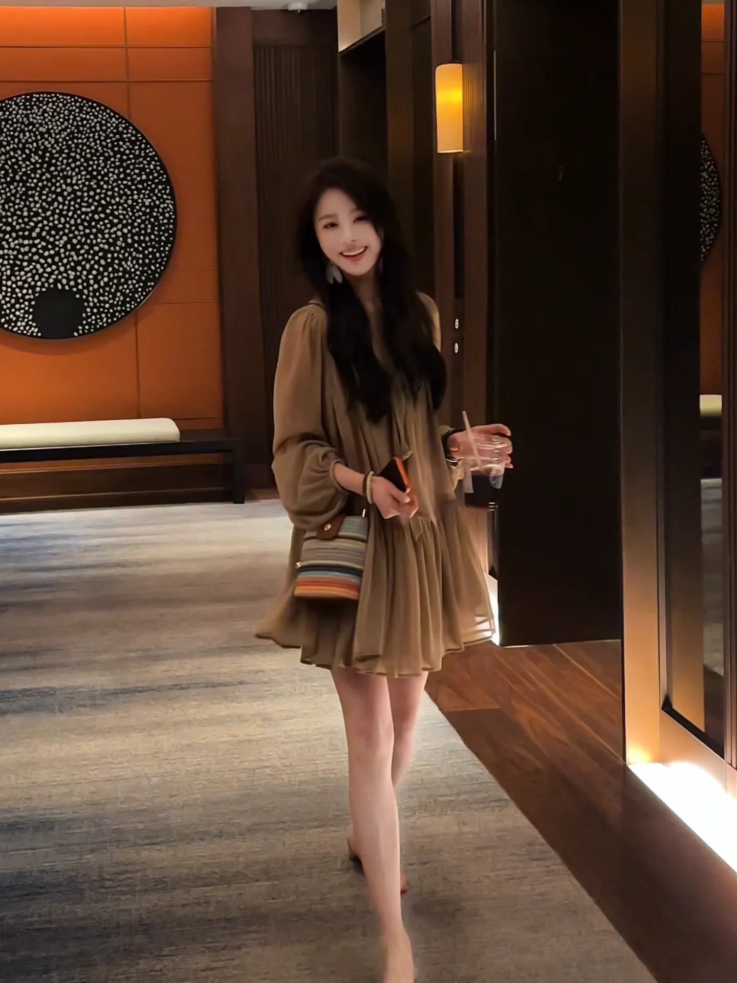 

Ele Sle Sweet Series Chiffon Dr Strap Two-Piece Set Spring Summer 2026 Polyester Fiber Long Sve Midi Dr