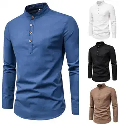 2024 Men High End Short sleeved T shirt Luxury Business Lapel Shirts Long Sleeve Casual Shirt Commuting Stand Collar Shirt